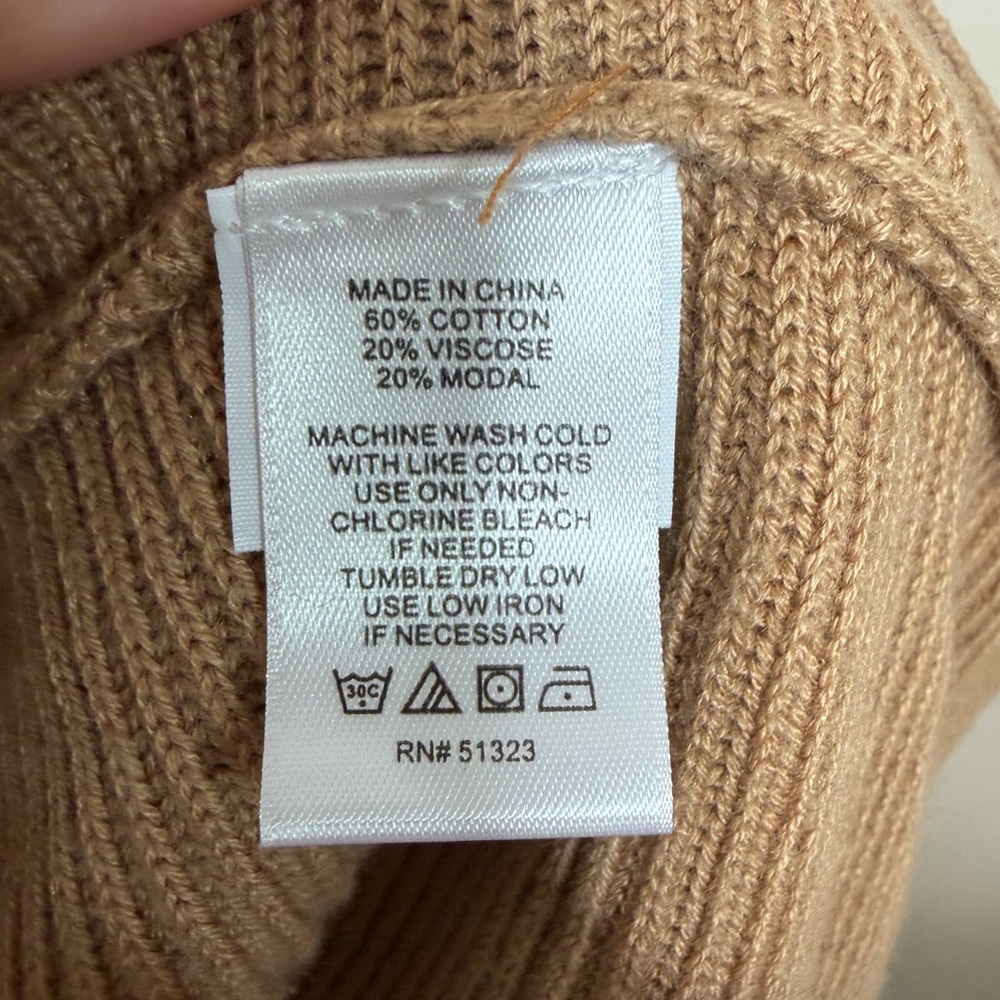 1. State Balloon Sleeve Ribbed Sweater in Oak Tan Size Large - Picture 7 of 9